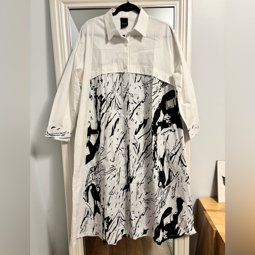 ‼️DONATING TODAY‼️ Mimoto Black and White Button Down Collared Dress